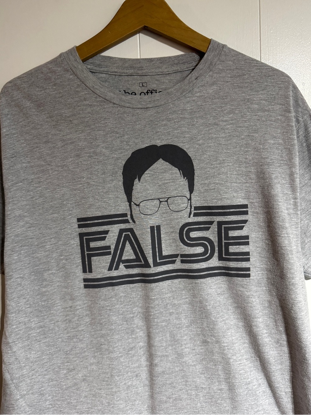 The Office T-shirt Dwight Tee False Spellout Grey Shirt Dwight Schrute Glasses